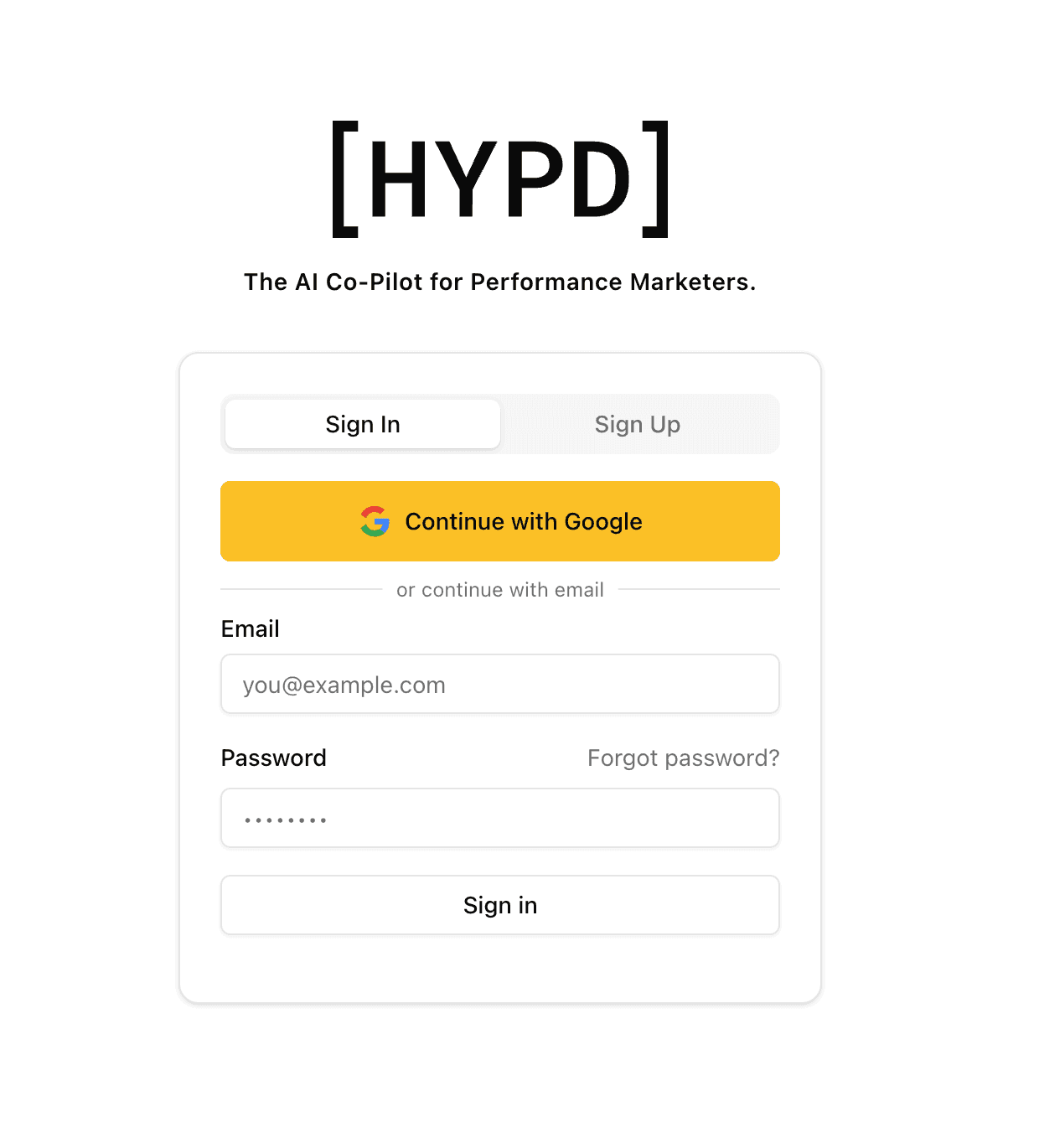 The HYPD login page